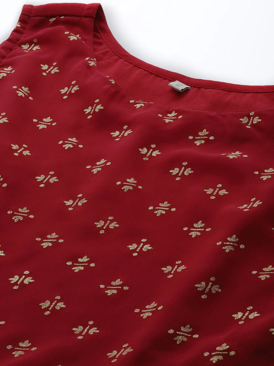 Red & Golden Printed Tunic Top - Indian Kurta Ladies Online