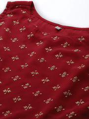 Red & Golden Printed Embellished Tunic-AHTUGRFP-8133
