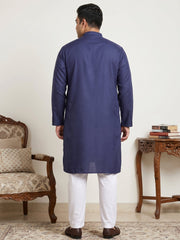 Solid Cotton Kurta Set for Men ( JOKP P 5144Navy  )