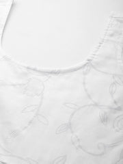 White Floral Printed High Slit Gotta Patti Pure Cotton Kurta With Palazzos & Dupatta-AHKUDUPZ-COMBO-708