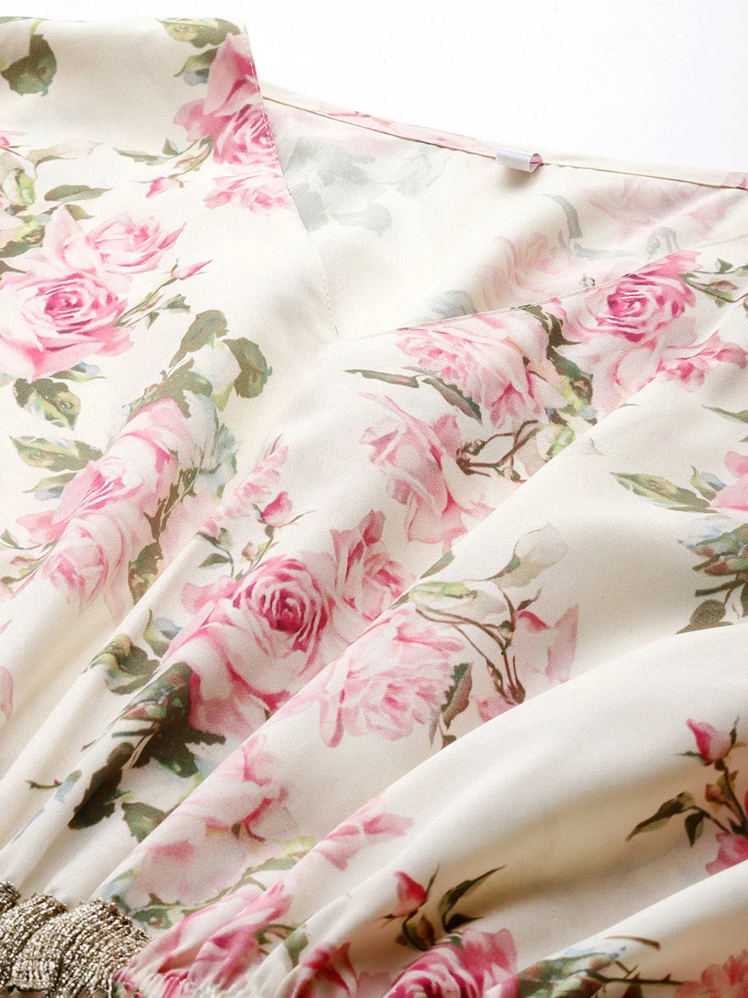 Off White Floral Kaftan Kurta - Plus Size Women's Dresses