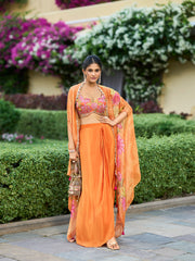 Taneera Readymade Georgette Sharara Set With Shrug