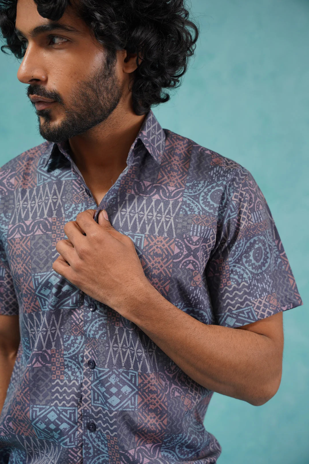 Grey Printed Shirt | Cotton Mens Beach & Casual Shirts