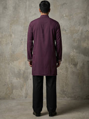 Japanese Fabric Embroidered Kurta with Korean Pants ( 65KP PJ11B 5597Purple ) [FF] [A-1-2-3-4]
