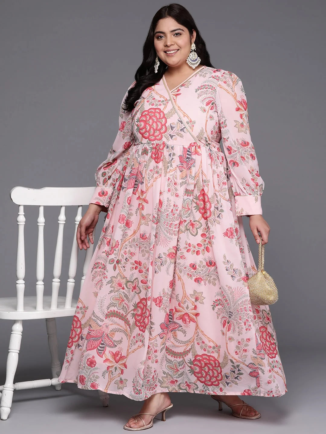 Plus Size Floral Wrap Maxi Dress | Shop Indian Dresses