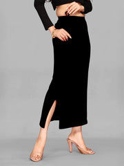 Women's Black Cotton Lycra High Rise Saree Shapewear-30-CO-BLACK