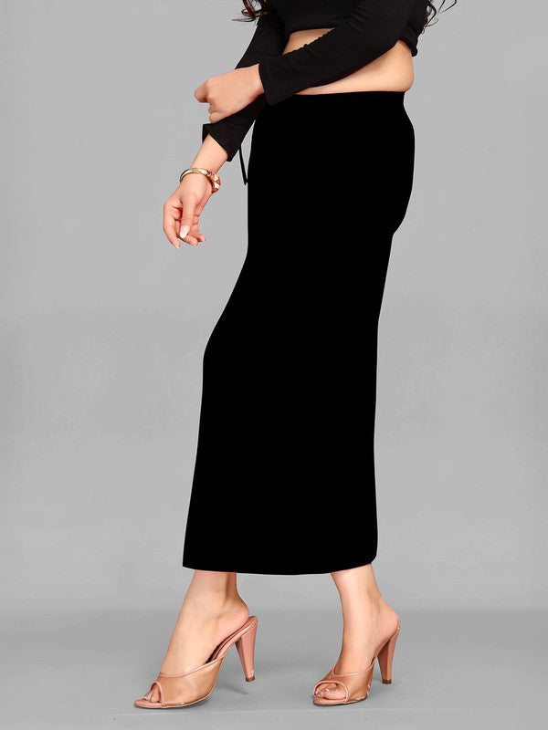 Black Cotton Lycra High Rise Saree Shapewear