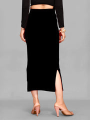 Women's Black Cotton Lycra High Rise Saree Shapewear-30-CO-BLACK