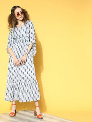 Women Beautiful Grey Checked Tiered Dress-3001GREY