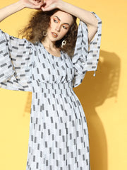 Women Beautiful Grey Checked Tiered Dress-3001GREY