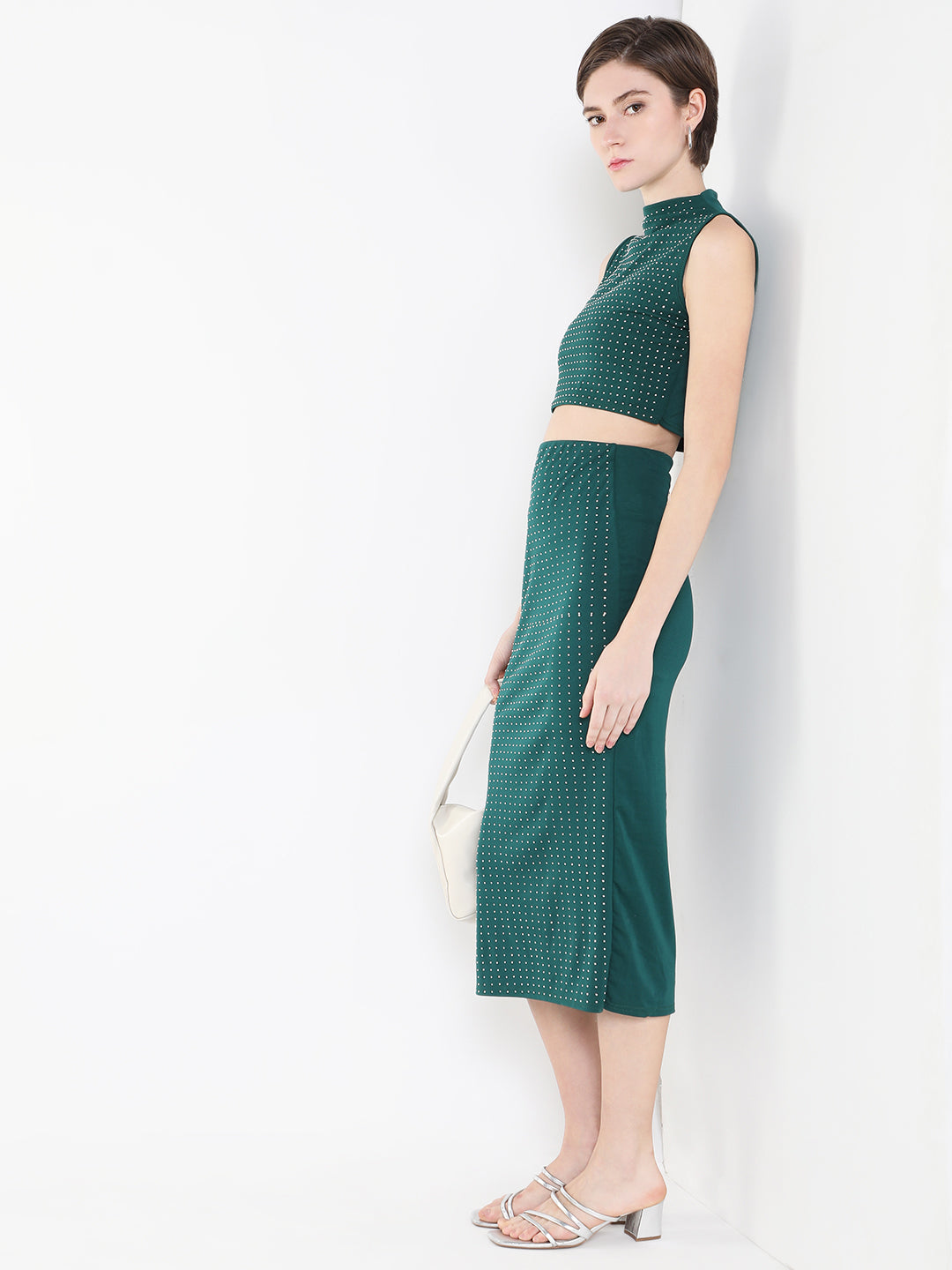 Women's Embellished Green Co Ord Set | Stylish Two Piece Sets