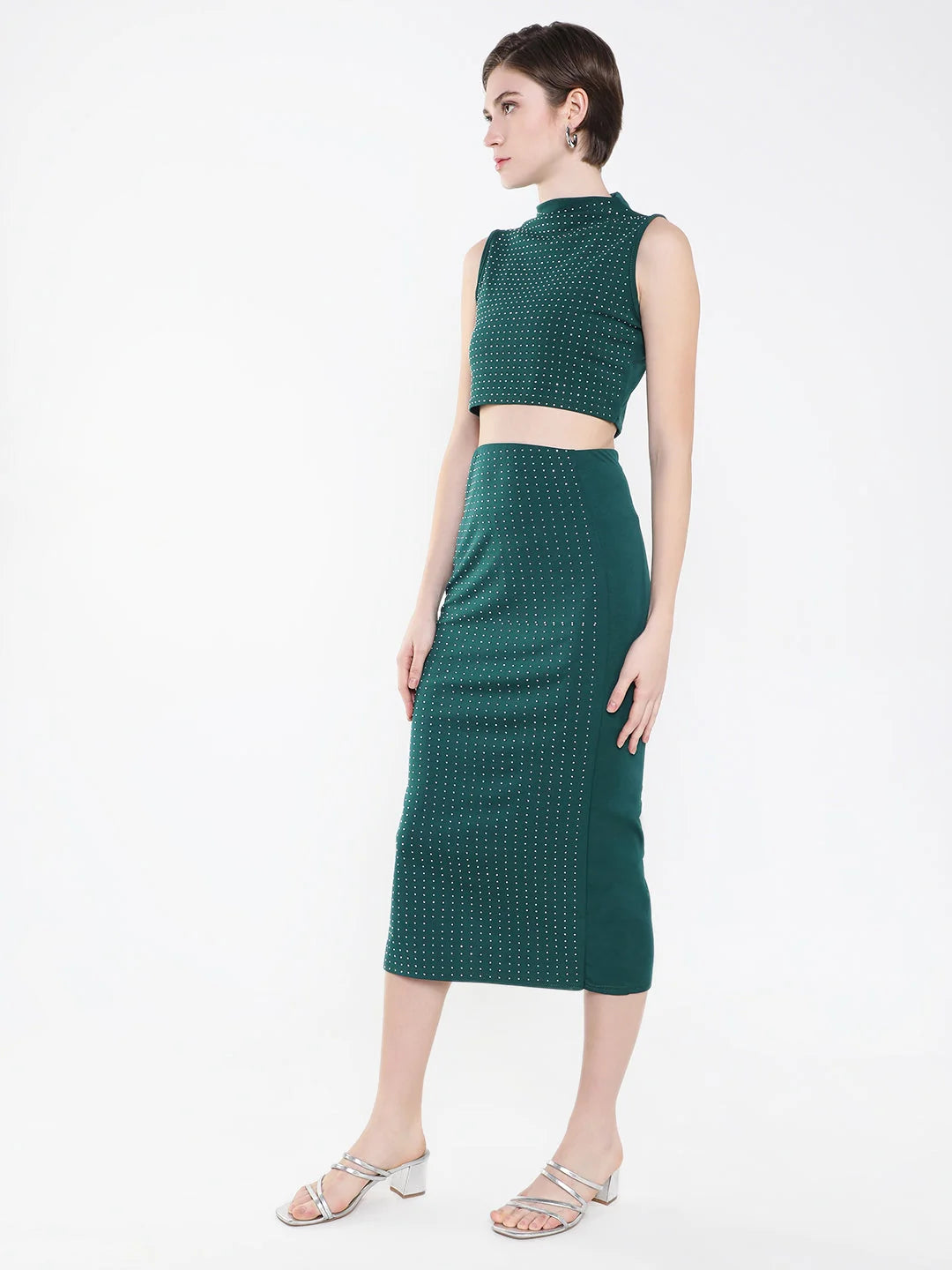 Women's Embellished Green Co Ord Set | Stylish Two Piece Sets