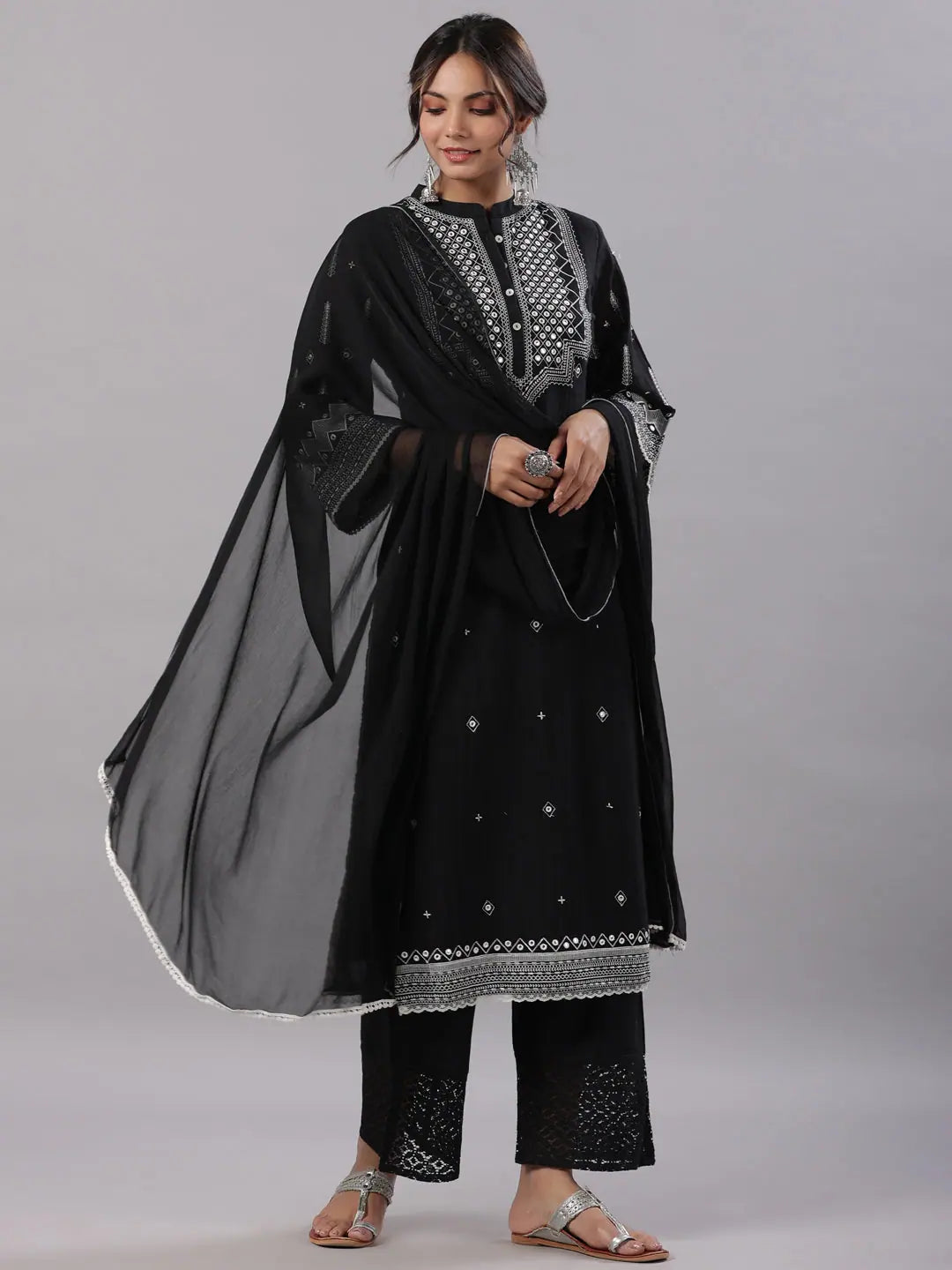 Black Geometric Kurta Set | Stylish Indian Kurta Collection