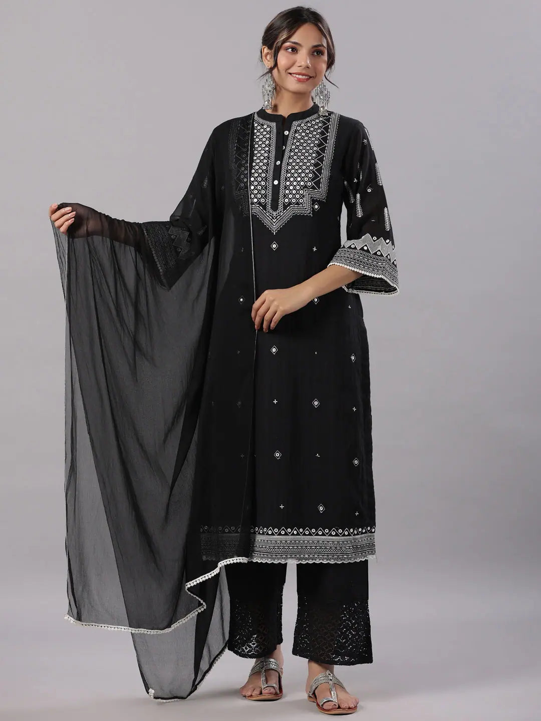 Black Geometric Kurta Set | Stylish Indian Kurta Collection