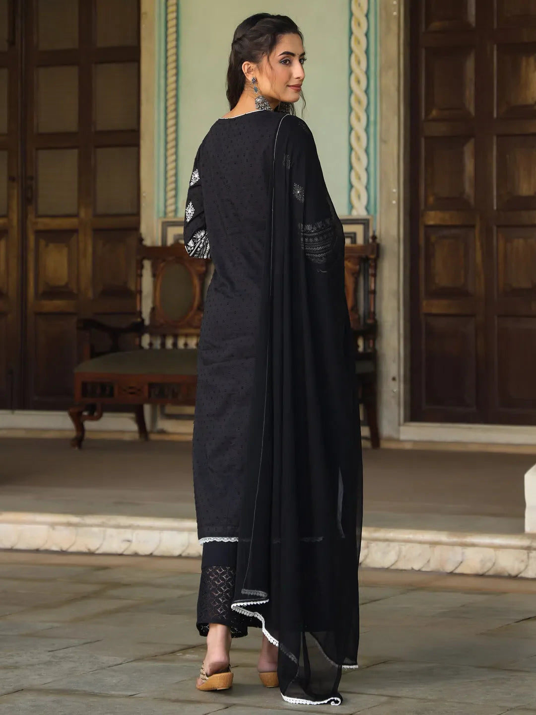 Elegant Black Cotton Kurta Set | Ladies Indian Kurta Online