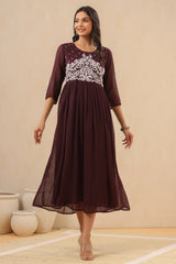 Juniper Women`s Purple Chiffon Solid Flared Dress
