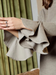 High Neck Mini Dress In Grey Corduroy