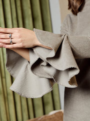 High Neck Mini Dress In Grey Corduroy