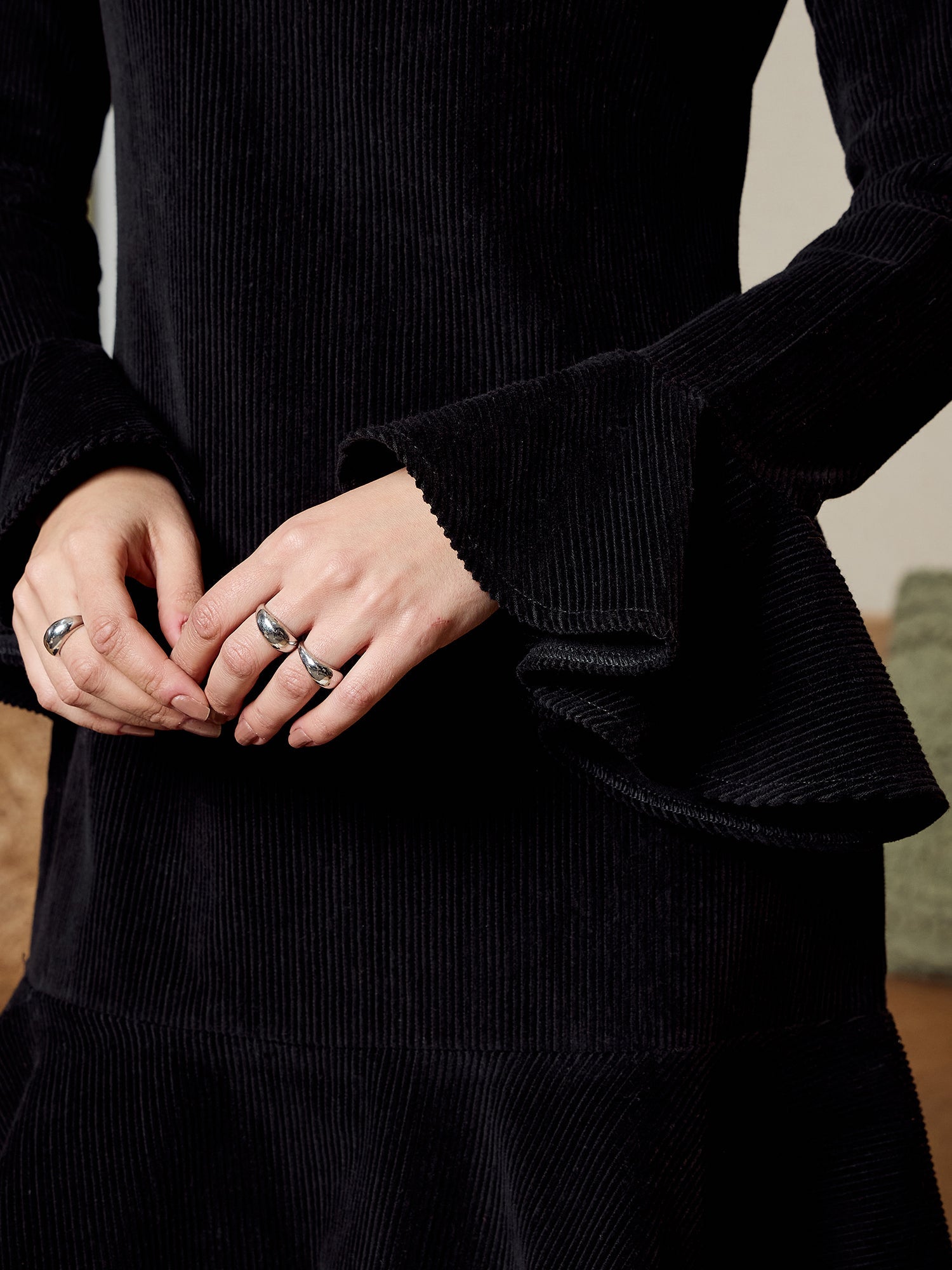 Black Corduroy Mini Dress - Women's Western Wear Outfits
