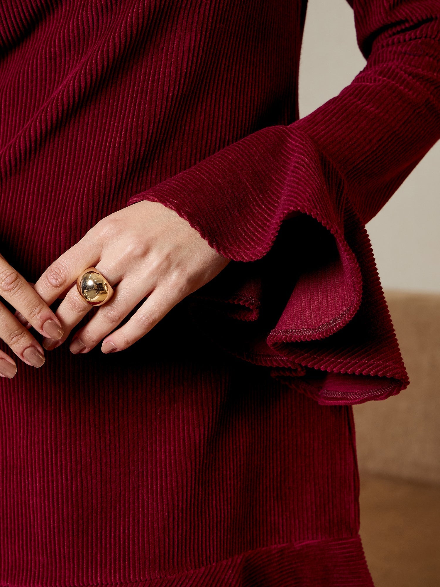 Burgundy Corduroy Mini Dress - Women's Western Clothing