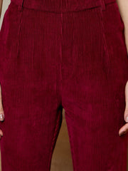 Waist Coat And Bell Bottom Pants In Burgundy Corduroy