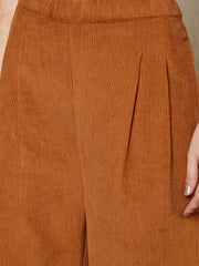 Three Piece Coord Set In Brown Corduroy