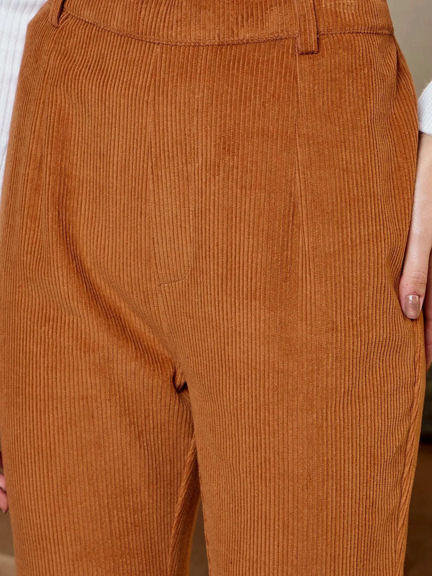 Brown Corduroy Bell Bottom Pants - Women's Pants