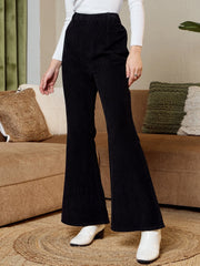 Bell Bottom Pants In Black Corduroy