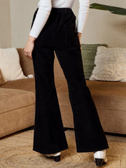 Bell Bottom Pants In Black Corduroy