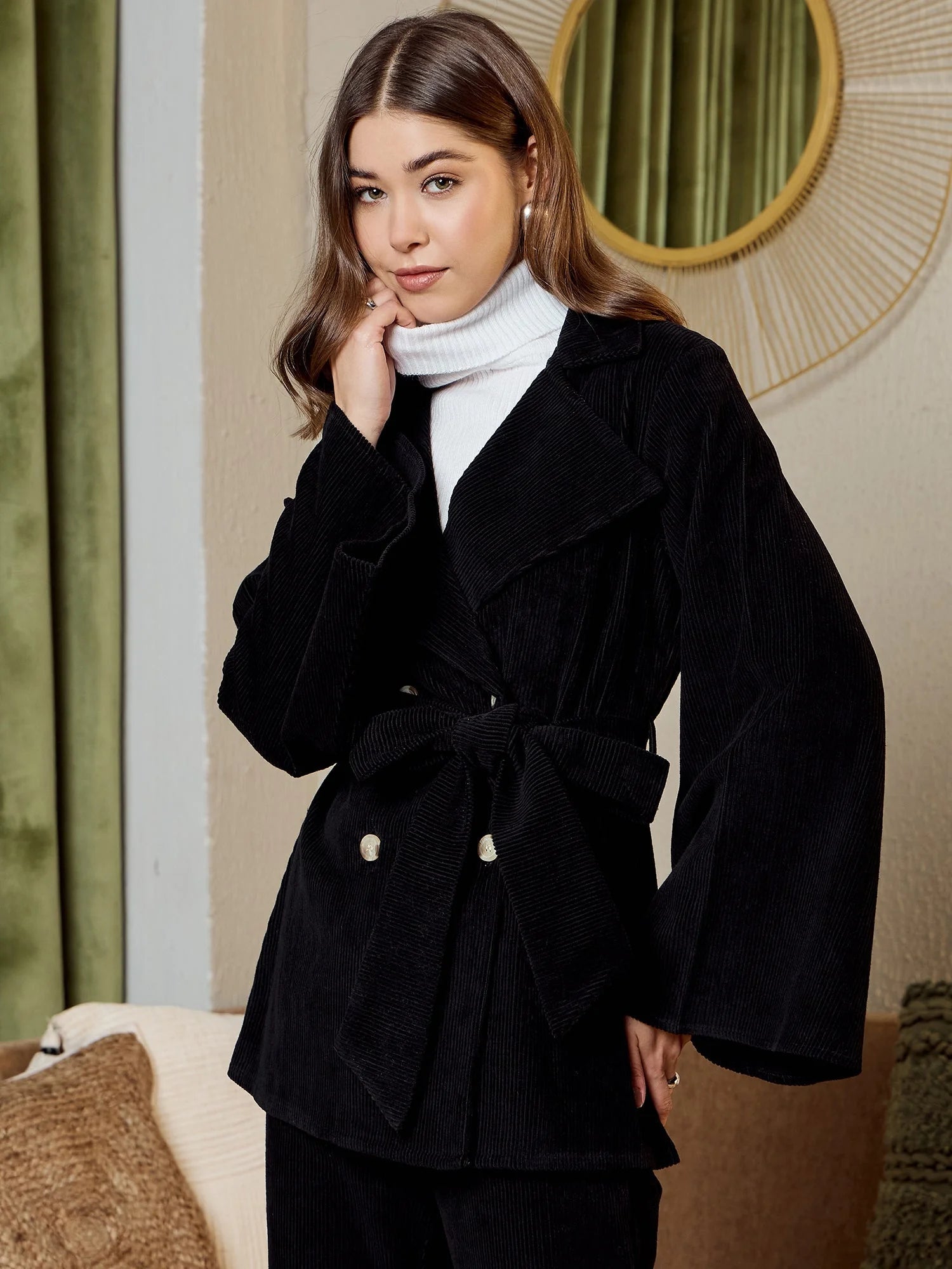 Black Corduroy Blazer - Stylish Women's Western Clothing