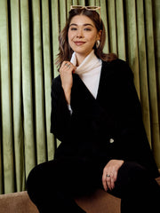 Double Breasted Blazer In Black Corduroy