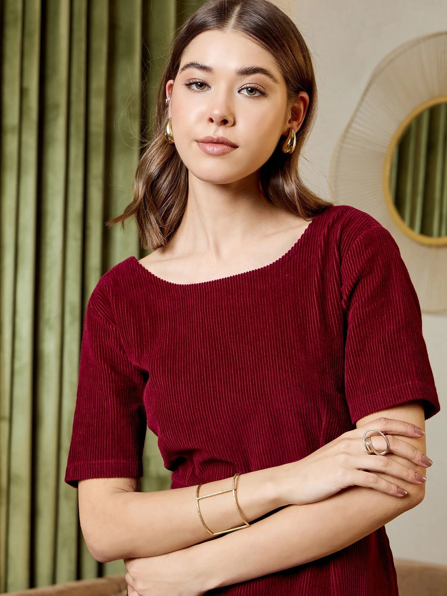 Burgundy Midi Dress - Women's Western Clothing & Western Wear