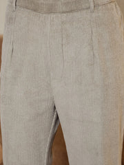 Waist Coat And Bell Bottom Pants In Grey Corduroy