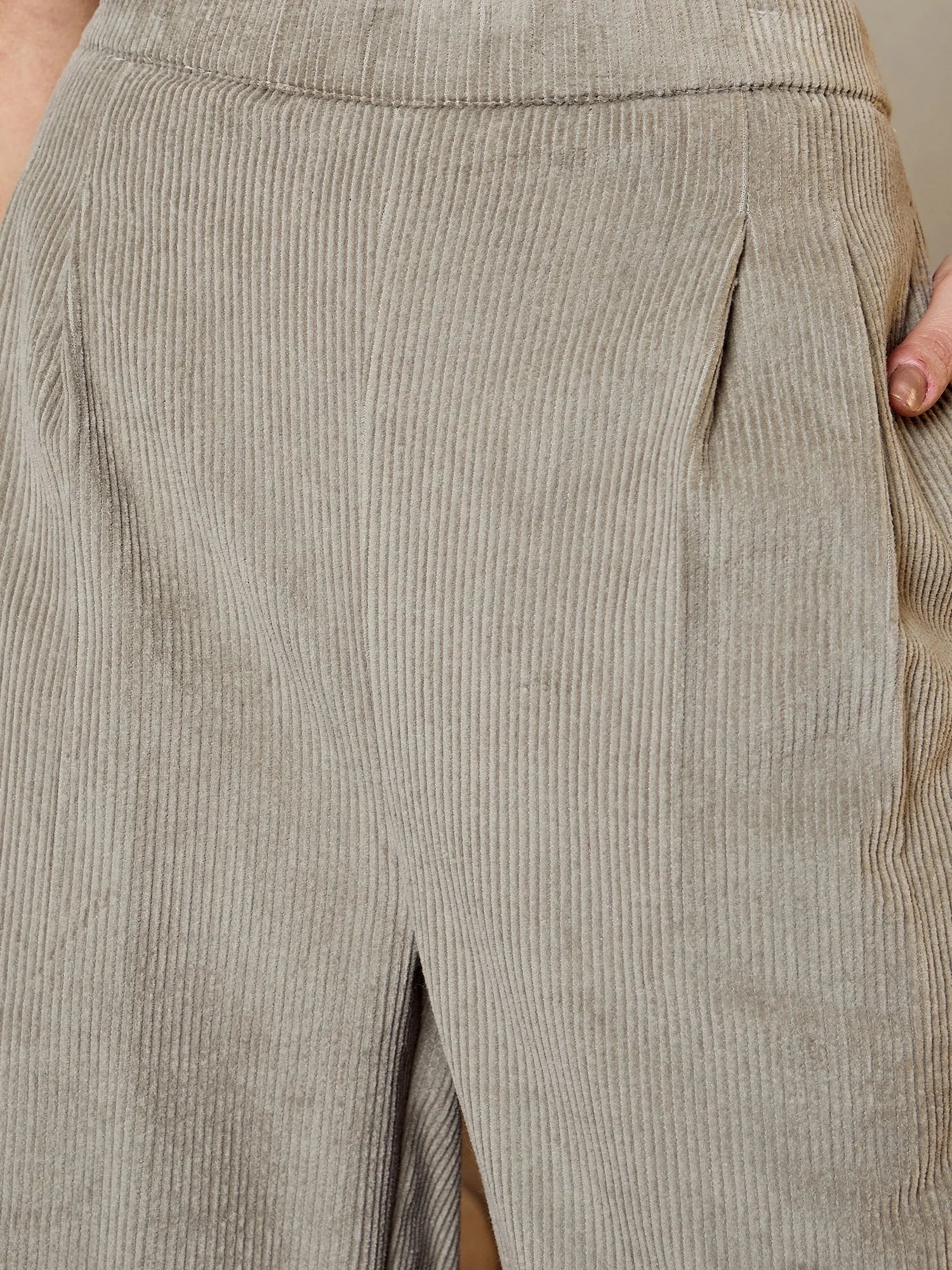 Grey Corduroy Three Piece Coord Set - Women's Western Clothing