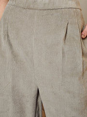 Three Piece Coord Set In Grey Corduroy