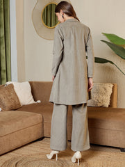 Three Piece Coord Set In Grey Corduroy