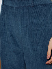 Waist Coat And Bell Bottom Pants In Blue Corduroy