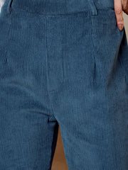 Bell Bottom Pants In Blue Corduroy
