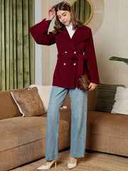 Double Breasted Blazer In Burgundy Corduroy