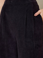 Three Piece Coord Set In Black Corduroy