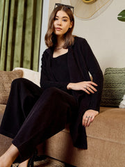 Three Piece Coord Set In Black Corduroy