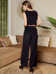 Three Piece Coord Set In Black Corduroy