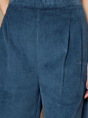 Three Piece Coord Set In Blue Corduroy