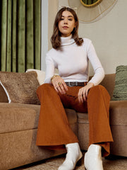 Bell Bottom Pants In Brown Corduroy