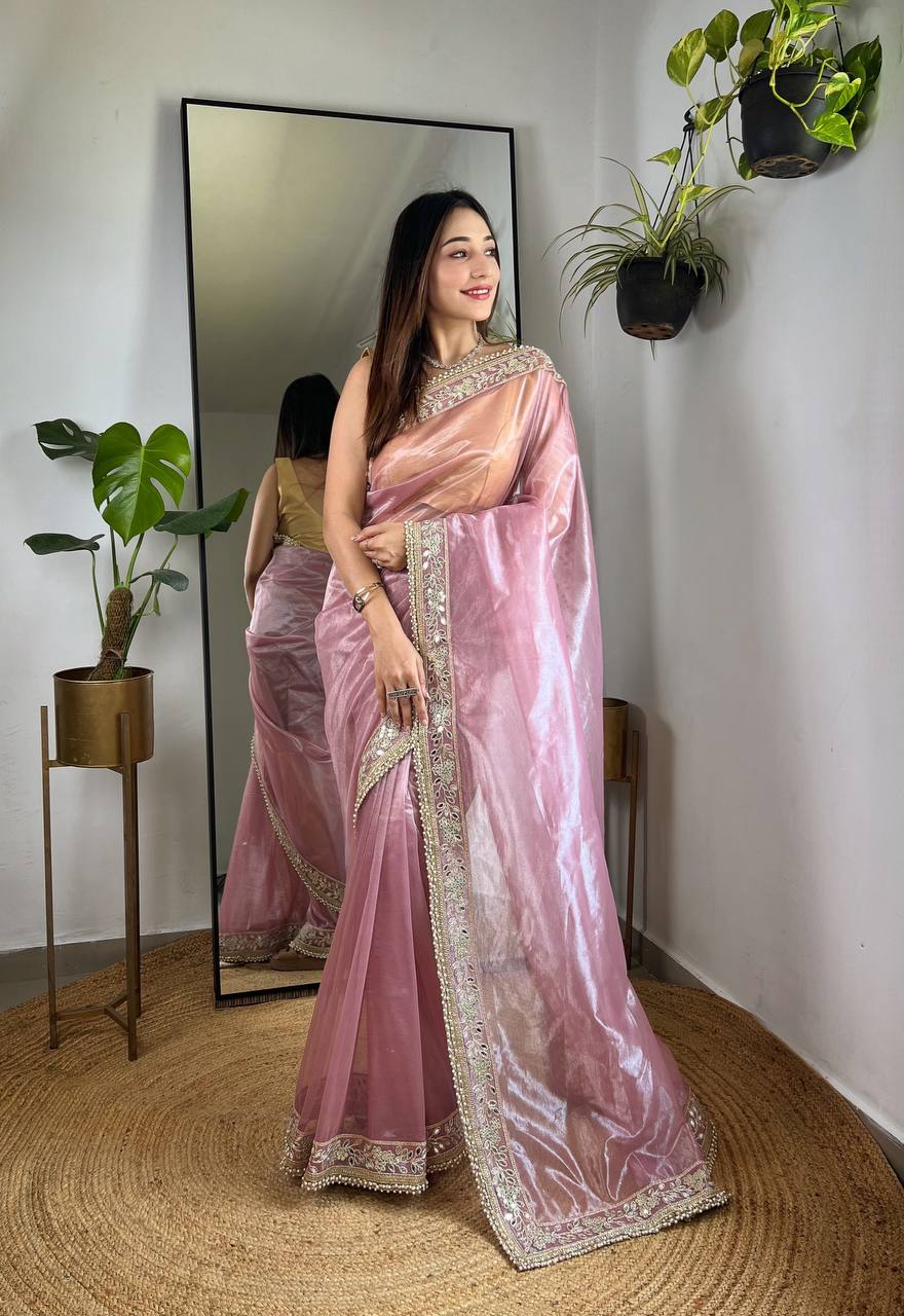 Georgette Saree for Women - Pink | MLWSHSA9066PNK