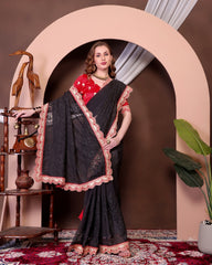 Georgette Saree for Women - Black | MLWSHSA9067BLK