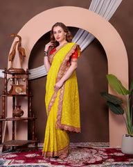 Georgette Saree for Women - Yellow | MLWSHSA9071YLW
