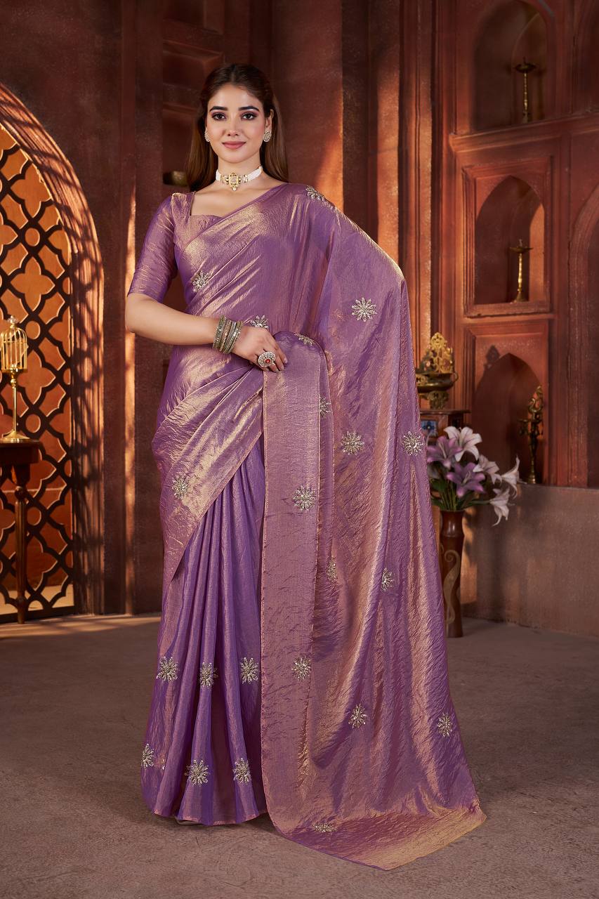 Satin Saree for Women - Purple | MLWSHSA9075PUP | DesiQlo