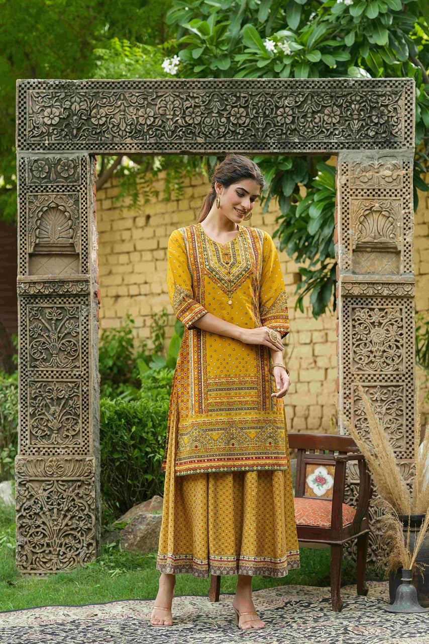 Buy Aqua Rayon Slub Embroidered A-Line Kurta Online in India