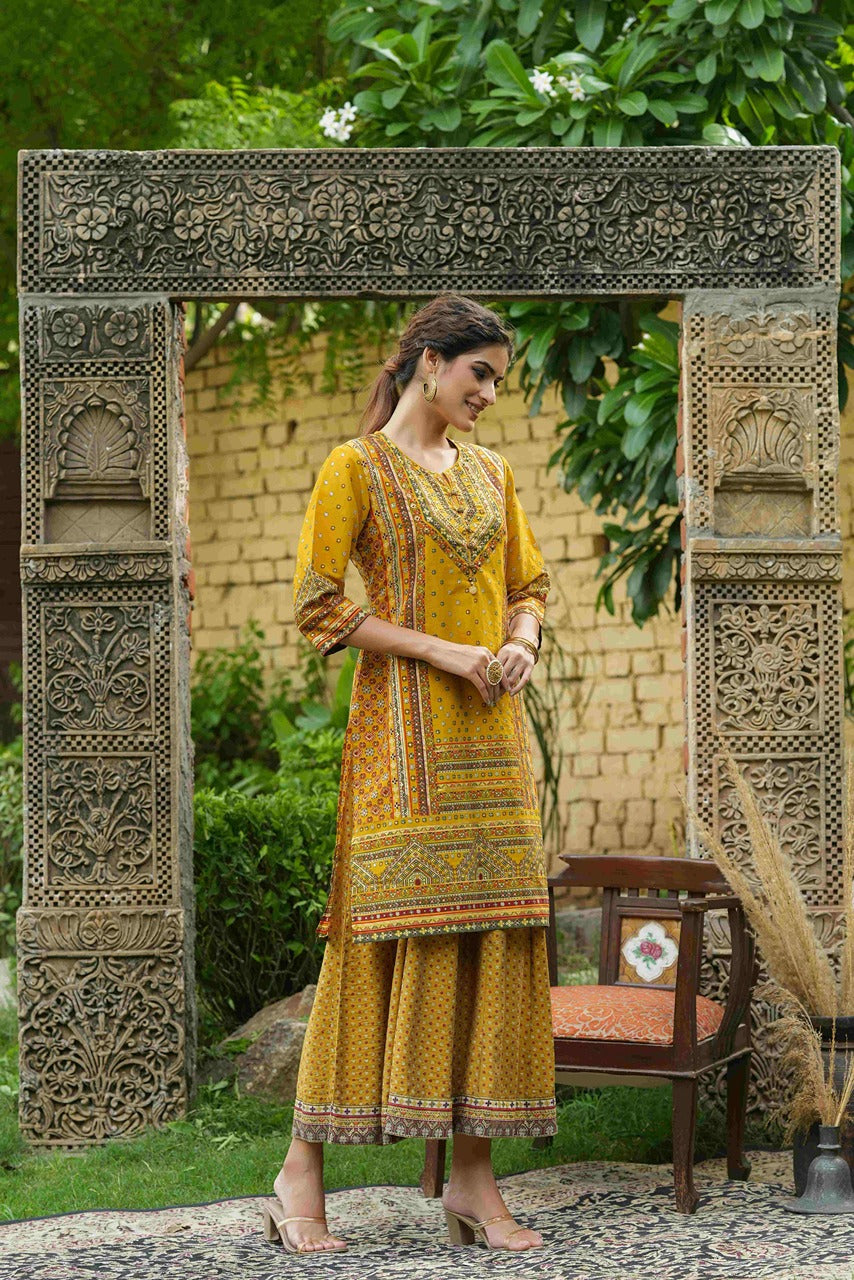 Buy Aqua Rayon Slub Embroidered A-Line Kurta Online in India